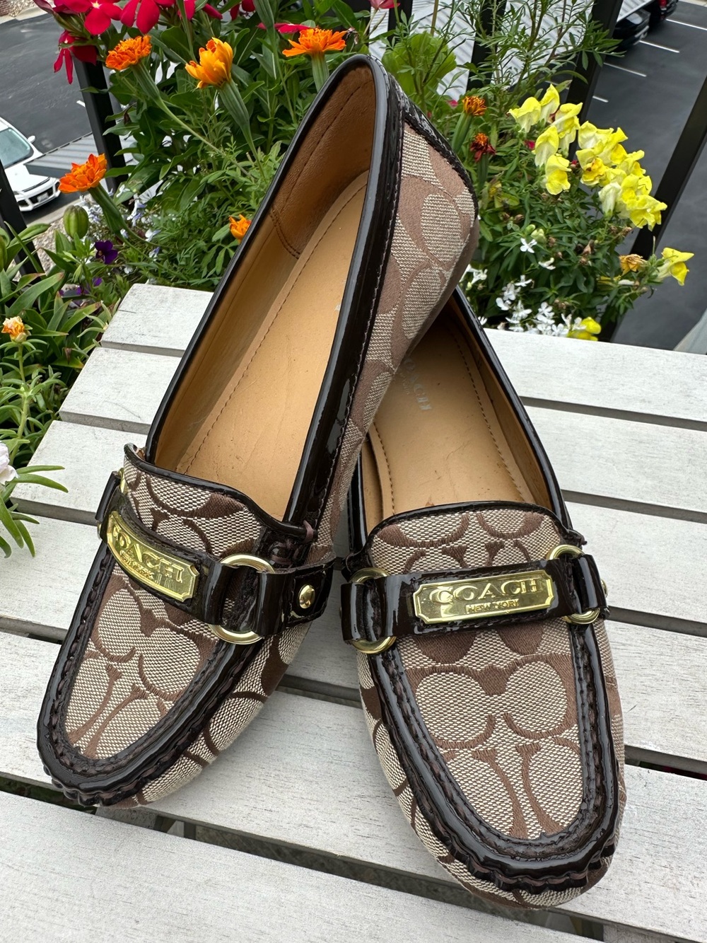 Coach Felisha Loafers 6.5 B Brown with Gold Hardware